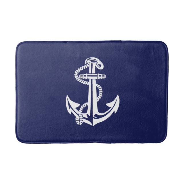Marine-Blau-Seeanker-graue Bad-Matte Badematte (Vorderseite)