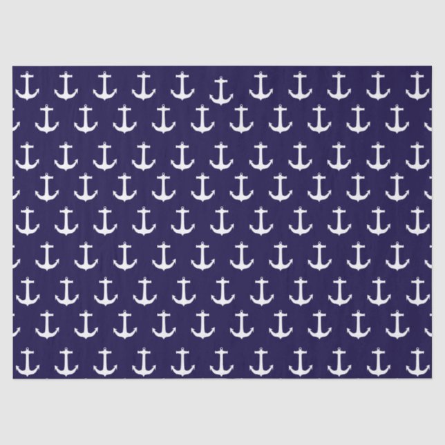 Marine-Blau-Seeanker-Muster-Seidenpapier Seidenpapier (Vorderseite)