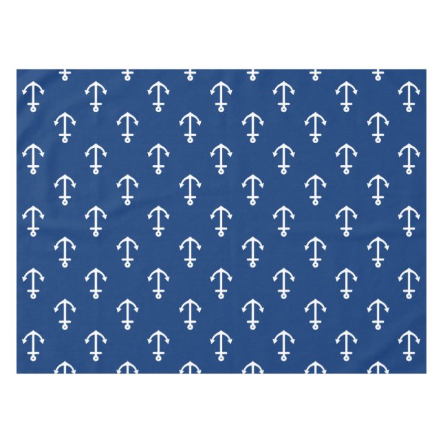 Marine-Blau-Seeanker-Muster Tischdecke (Vorderseite (Horizontal))