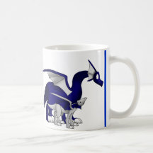 Marine-Blau/silberne Mutter-und Kinderdrache-Tasse
