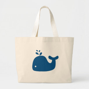 Marine-Blau-Silhouette-Wal Jumbo Stoffbeutel