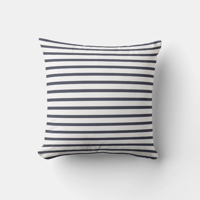Marine-Blau-Sommer Stripes Kissen im Freien (Vorderseite)