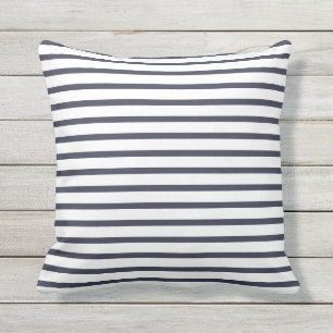Marine-Blau-Sommer Stripes Kissen im Freien
