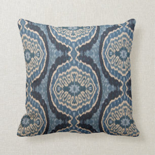 Marine-Blau Stammes- Ikat Kissen