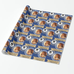 Marine-Blau u. Gold punktierter Geschenkpapier
