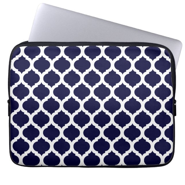 Marine-Blau-u. weißemarokkanische Laptop-Hülse Laptopschutzhülle (Vorderseite)