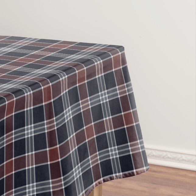 Marine-Blau und Burgunder kariert Tischdecke (Beispiel)