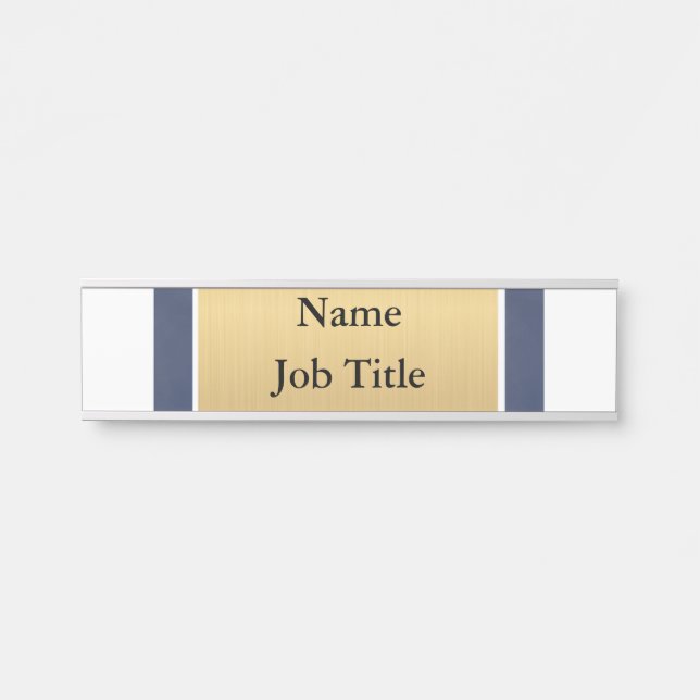 Marine Blau und Gold Klasse Elegant Custom Türschild (Vorderseite )