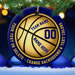 Marine-Blau und Goldbasketball-Verzierung Keramik Ornament