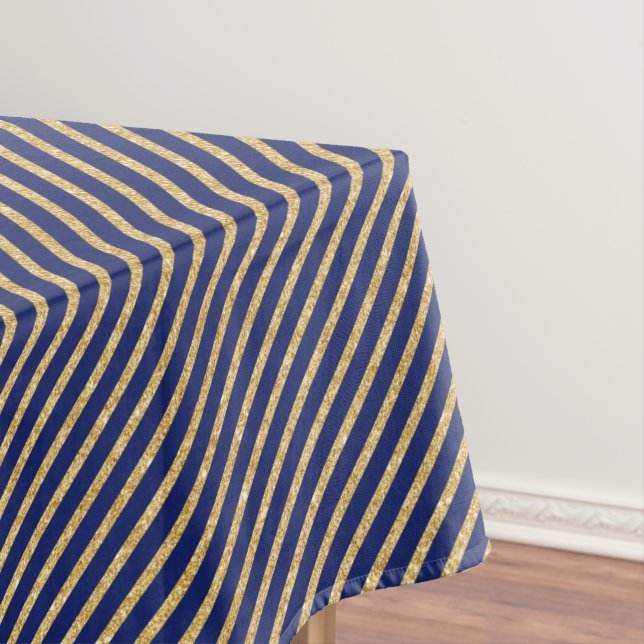 Marine-Blau und GoldGlitter-diagonales Tischdecke (Beispiel)