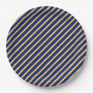 Marine-Blau und GoldGlitzer-diagonales Pappteller