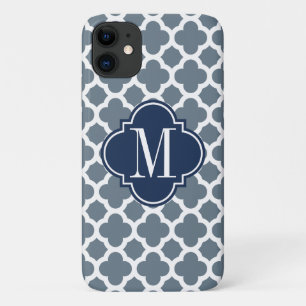Marine-Blau und Grau Quatrefoil Case-Mate iPhone Hülle