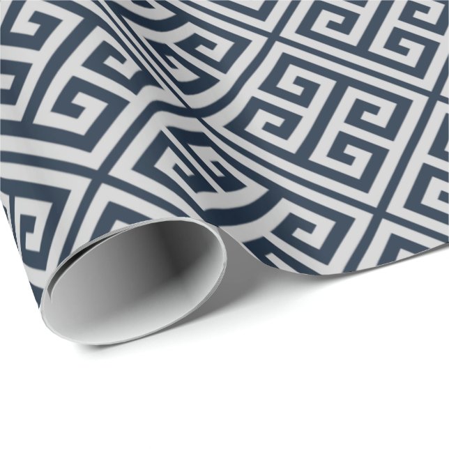 Marine-Blau und graues griechisches Geschenkpapier (Rolleneckpunkt)