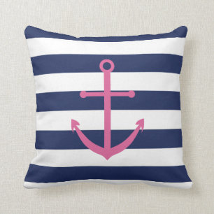 Marine-Blau und rosa Anker-Kissen Kissen