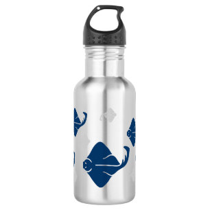 Marine-Blau und Silberstingray-Fische Trinkflasche