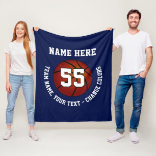 Marine-Blau-und Weiß-Basketball-Fleece-Decke Fleecedecke