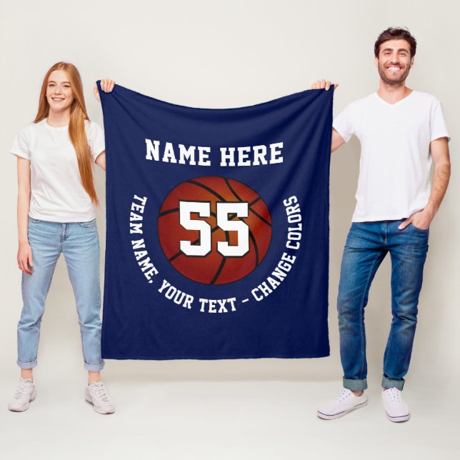Marine-Blau-und Weiß-Basketball-Fleece-Decke Fleecedecke (Beispiel)