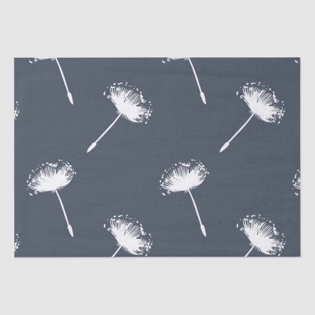 Marine-Blau-und Weiß-Löwenzahn-Blumen Seidenpapier (Vorderseite)