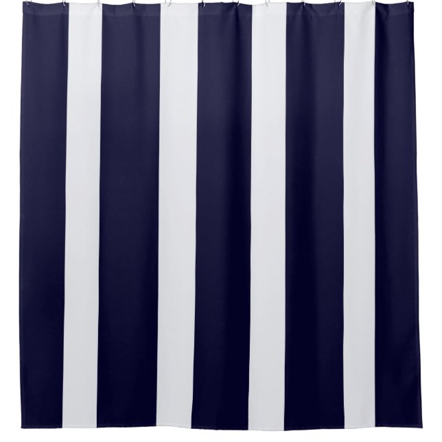 Marine-Blau-und Weiß-Streifen Duschvorhang (Vorderseite)