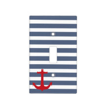 Marine Blau-und Weiß-Streifen mit rotem Anker