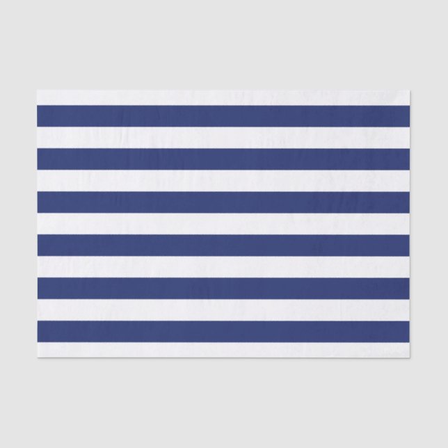 Marine-Blau-und Weiß-Streifen-Muster Seidenpapier (Vorderseite)