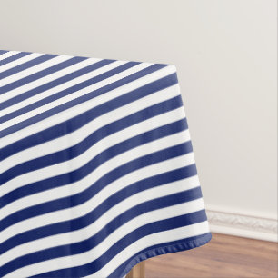 Marine-Blau-und Weiß-Streifen-Muster Tischdecke