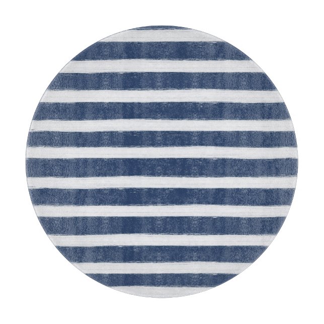 Marine-Blau-und Weiß-Streifen Schneidebrett (Vorderseite)