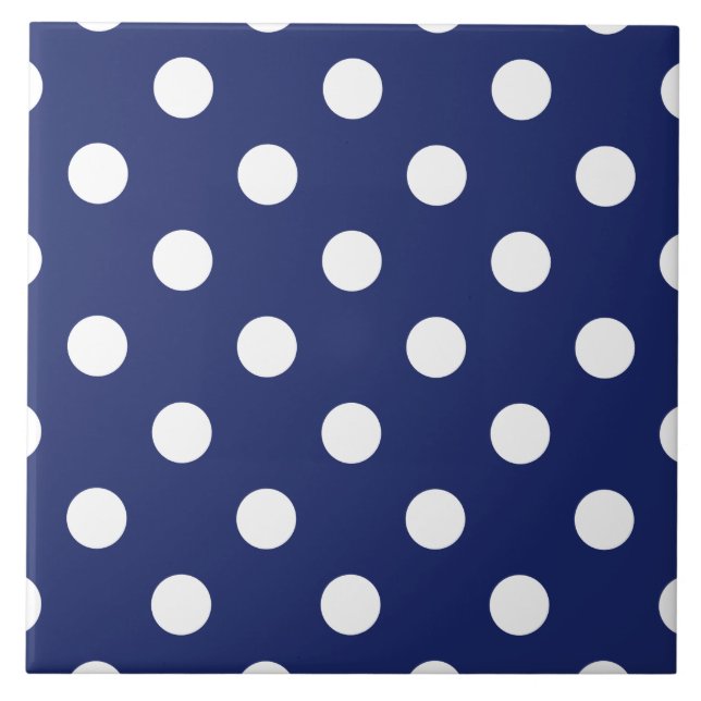 Marine-Blau-und Weiß-Tupfen-Muster Fliese (Vorderseite)