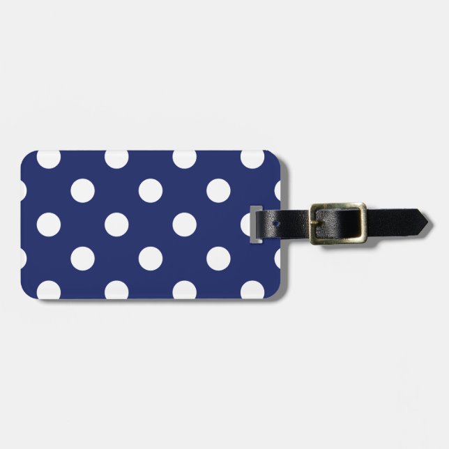 Marine-Blau-und Weiß-Tupfen-Muster Gepäckanhänger (Vorderseite horizontal)