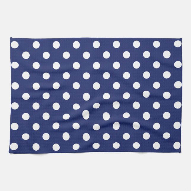 Marine-Blau-und Weiß-Tupfen-Muster Geschirrtuch (Horizontal)