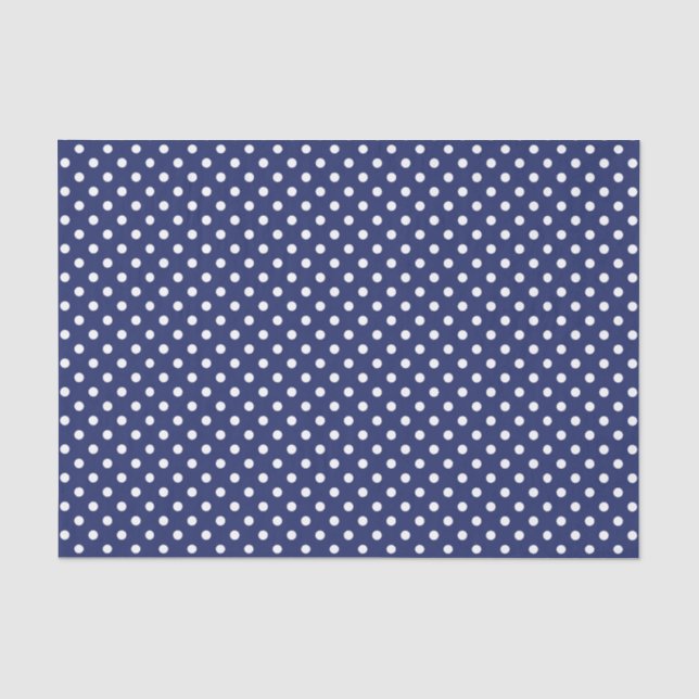 Marine-Blau-und Weiß-Tupfen-Muster Seidenpapier (Vorderseite)