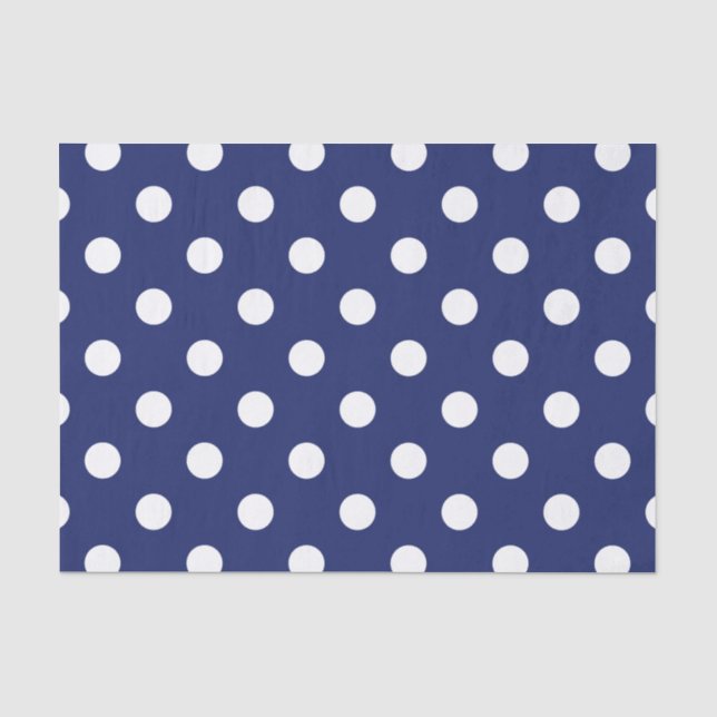 Marine-Blau-und Weiß-Tupfen-Muster Seidenpapier (Vorderseite)