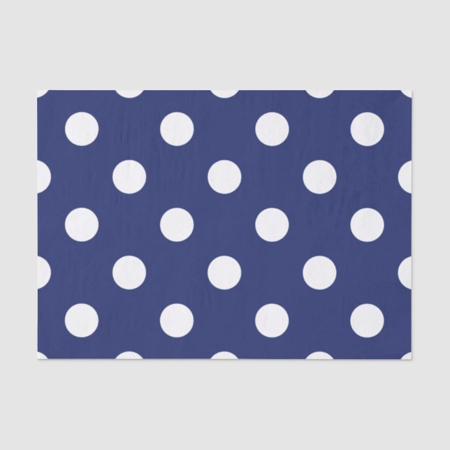Marine-Blau-und Weiß-Tupfen-Muster Seidenpapier (Vorderseite)