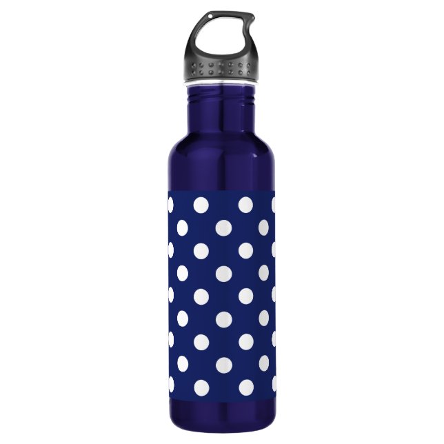 Marine-Blau-und Weiß-Tupfen-Muster Trinkflasche (Vorderseite)