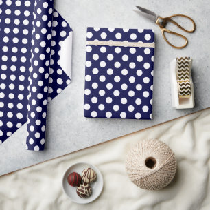 Marine-Blau-und Weiß-Tupfen-Packpapier Geschenkpapier
