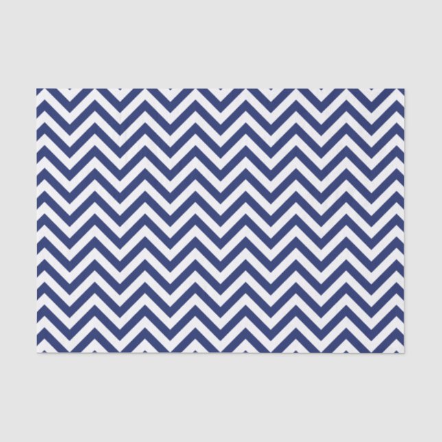 Marine-Blau-und Weiß-Zickzack-Streifen-Zickzack Seidenpapier (Vorderseite)