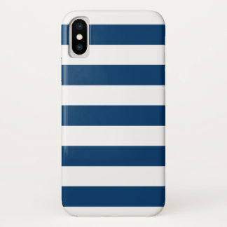 Marine-Blau-und weißesstreifen-Muster iPhone X Hülle