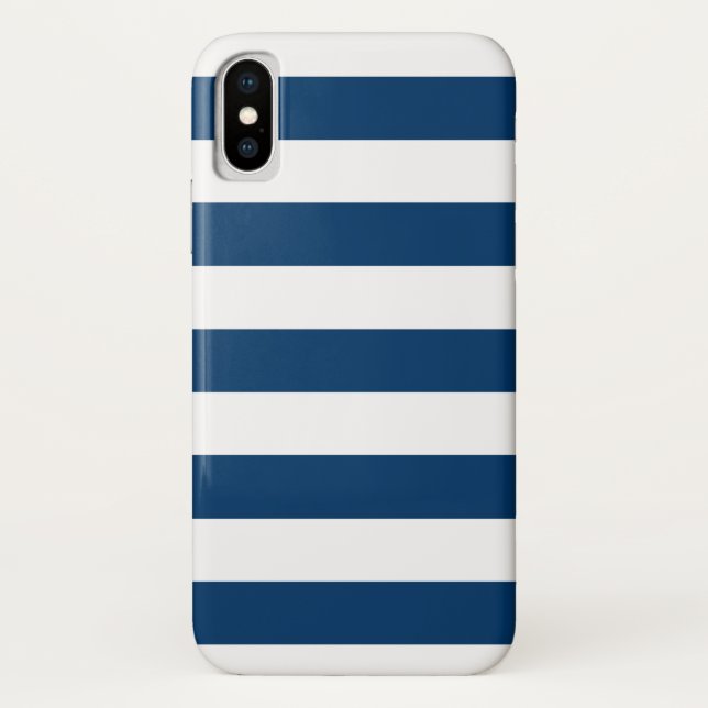 Marine-Blau-und weißesstreifen-Muster Case-Mate iPhone Hülle (Rückseite)
