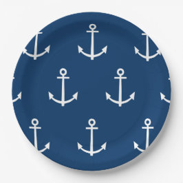 Marine-Blau verankert Muster 1 Pappteller