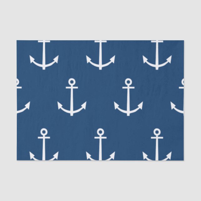 Marine-Blau verankert Muster 1 Seidenpapier (Vorderseite)