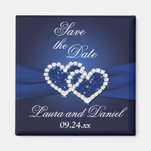 Marine-Blau-verbindender Herz-Save the Date Magnet