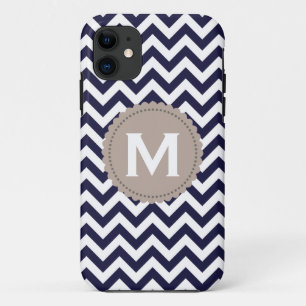 Marine-Blau-weißes Monogramm-Zickzack Muster title_seo2