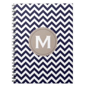 Marine-Blau-weißes Monogramm-Zickzack Muster Notizblock
