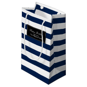 Marine-blaue Streifen-Muster personalisiert Kleine Geschenktüte