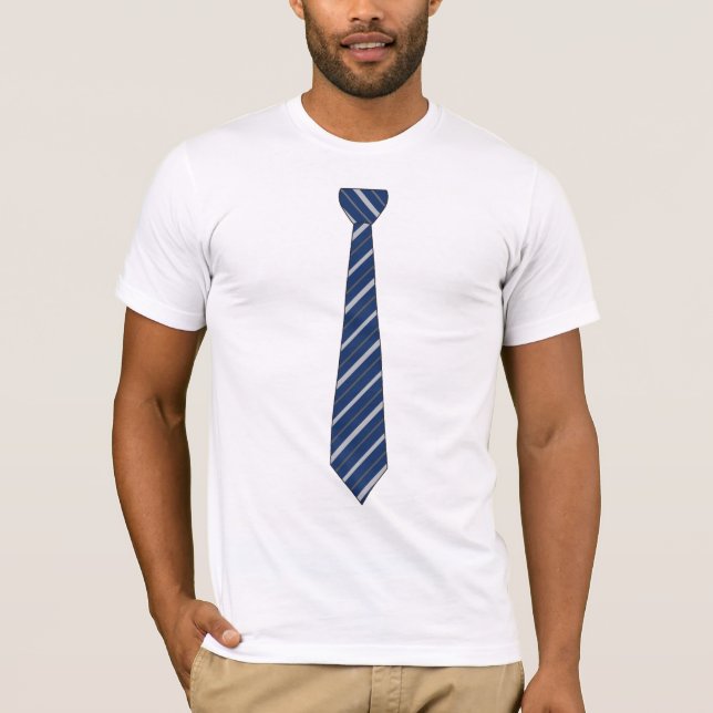 Marine-blauer Streifen-Krawatte T-Shirt (Vorderseite)
