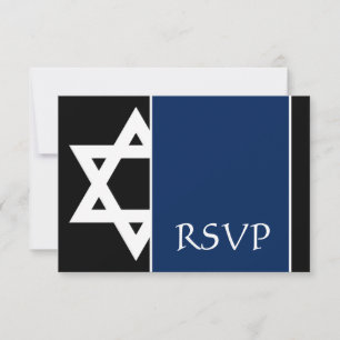Marine-blaues Schwarz-Davidsstern Bar Mitzvah UAWG RSVP Karte