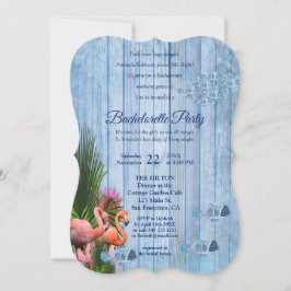 Marine - Blaues Wasser und rosa Flamingos Bachelor Einladung
