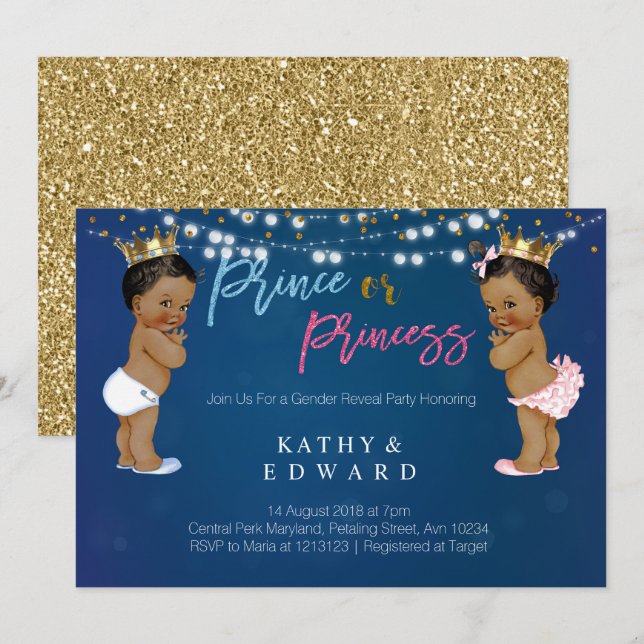 Marine-Blaugeschlecht decken Einladung auf (Vorne/Hinten)