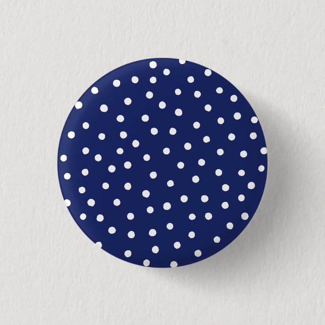 Marine-Blauund Weißconfetti-Punkt-Muster Button (Vorderseite)