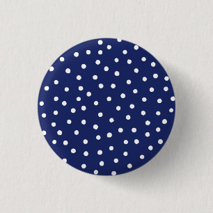 Marine-Blauund Weißconfetti-Punkt-Muster Button